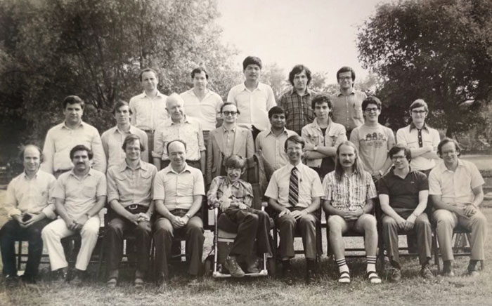 Stephen Hawking with his students