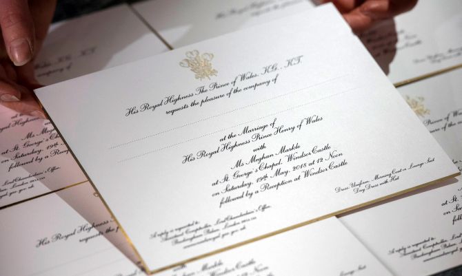 Prince Harry and Meghan Markle's wedding invitation