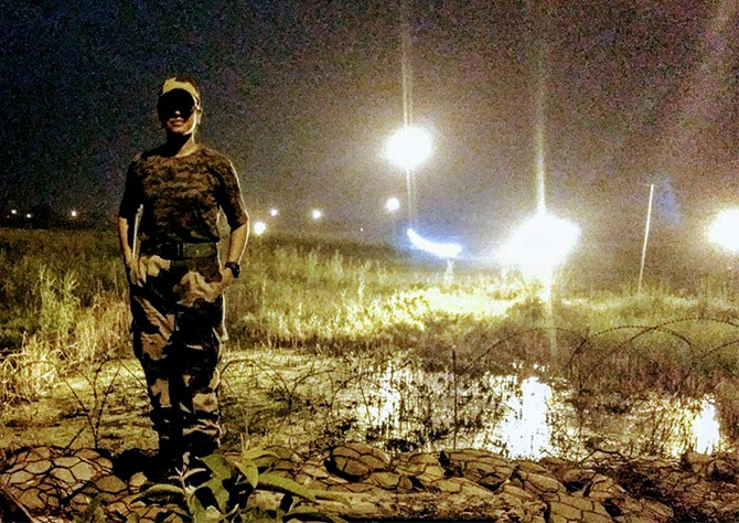 Assistant Commandant Tanu Shree Pareek at the Punjab border 