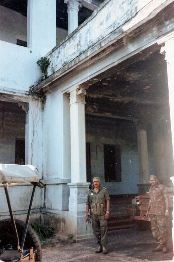 Indian commandos at the burnt Jaffna library, January 1990. Photograph: Colonel Anil A Athale