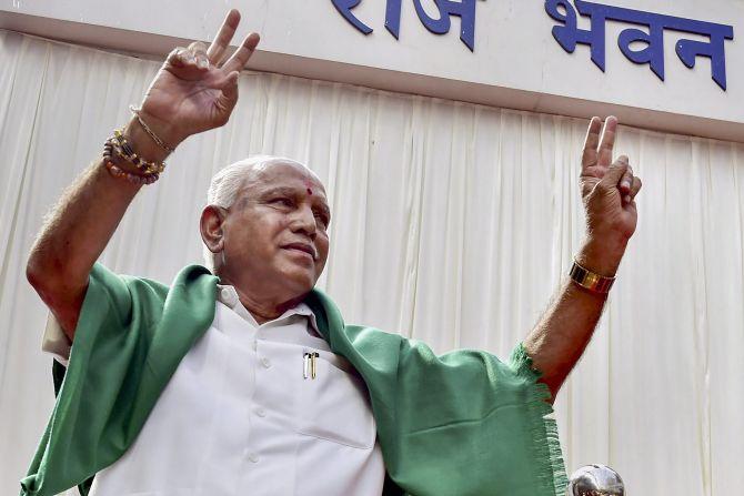 Karnataka's new Chief Minister Bookanakere Siddalingappa Yeddyurappa. Photograph: PTI Photo