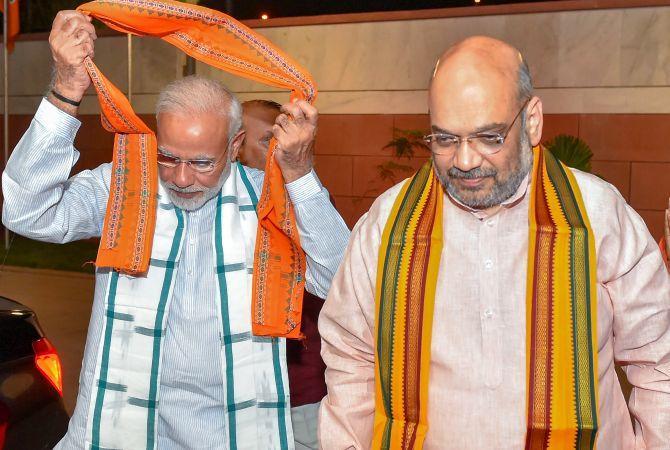 Prime Minister Narendra Damodardas Modi and Home Minister Amit Shah. Photograph: Kamal Kishore/PTI