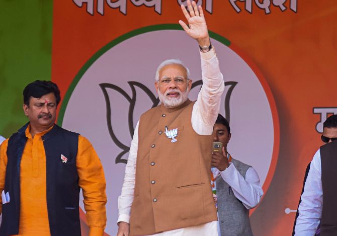 Prime Minister Narendra Damodardas Modi at an election rally in Rewa, Madhya Pradesh, November 20, 2018. Photograph: PTI Photo