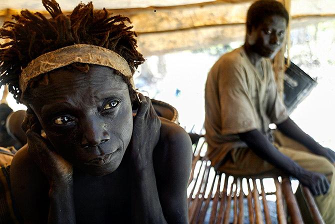 People from the Onge tribe in Andaman and Nicobar