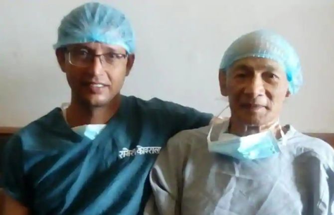 Dr Raamesh Koirala shared this image of Charles Sobhraj moments before they went into the operation theatre