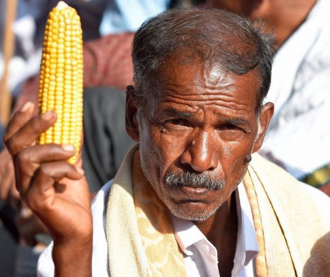 A farmer at a rally in Delhi