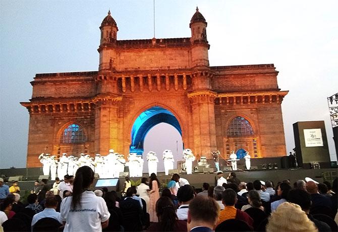 The Navy Band played Abide with Me. Photograph: Vaihayasi Pande Daniel/Rediff.com