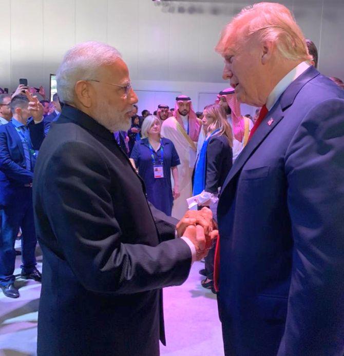 Prime Minister Narendra Damodardas Modi with United States President Donald John Trump at the G-20 summit in Buenos Aires, November 30, 2018. Photograph: @MEAIndia/Twitter