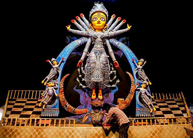 Durga Puja in Kolkata. Photograph: Rupak De Chowdhuri/Reuters