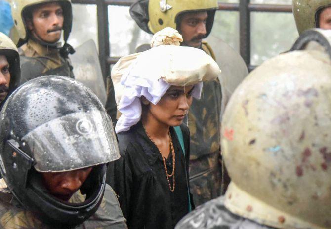 Rehana Fathima on the way to Sabarimala in 2018