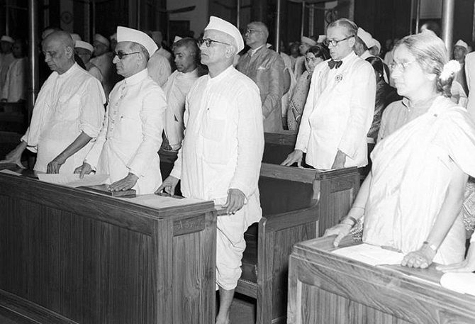 Sardar Patel during the Independence Day session of the Constituent Assembly, August 15, 1947. Photograph: Kind courtesy PIB/Instagram