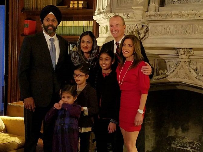 New Jersey Attorney General Gurbir Singh Grewal with his family