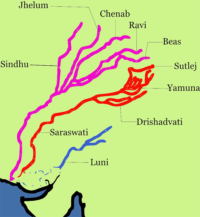ganga jamuna saraswati rivers map