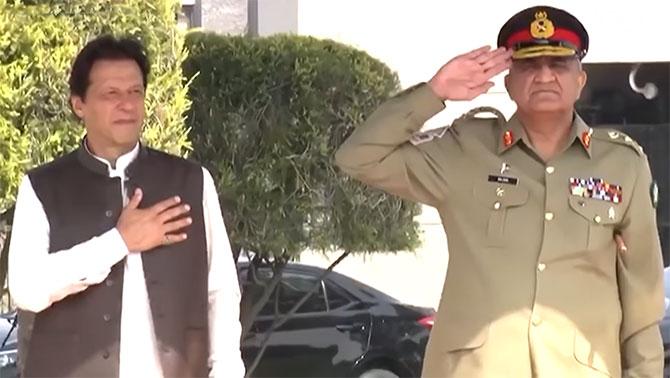 Pakistan prime minister Imran Khan with army chief General Bajwa