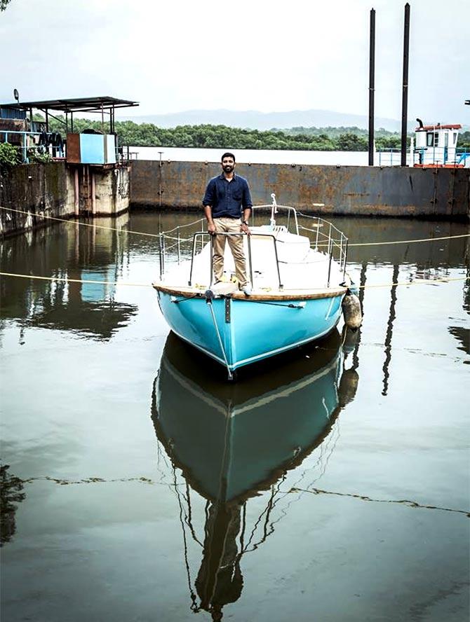 Abhilash Tomy on his yacht Thuriya