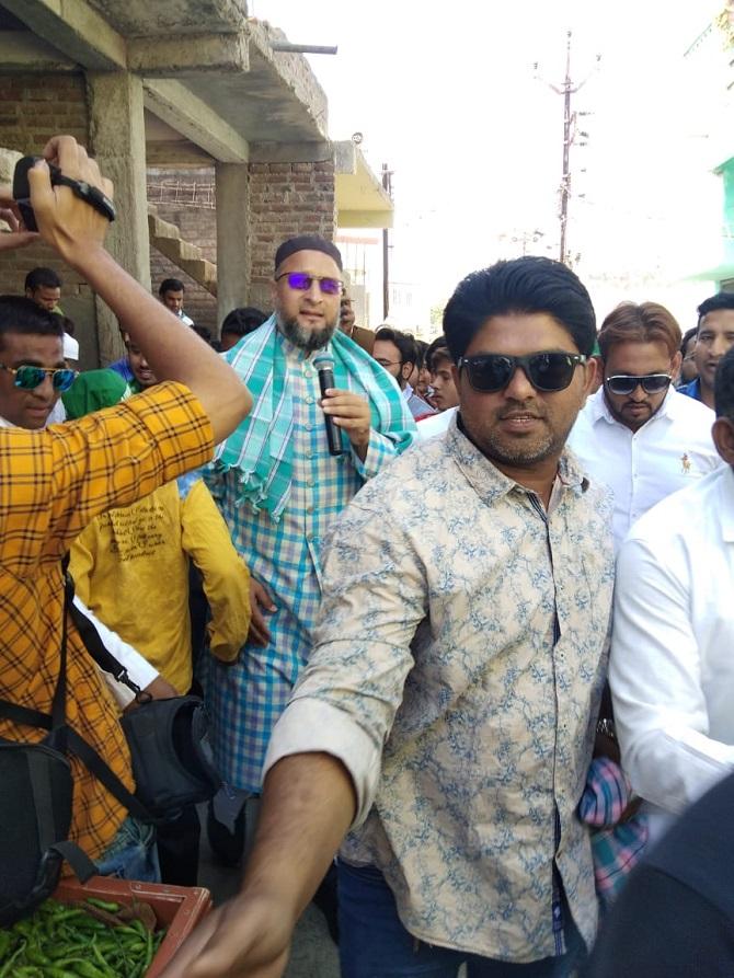 Asaduddin Owaisi during his padyatra in Aurangabad. Photograph: Asia News