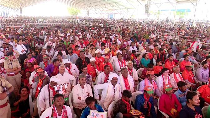 Prime Minister Narendra Damodardas Modi's meeting in Patan, Gujarat. Photograph: ANI Photo