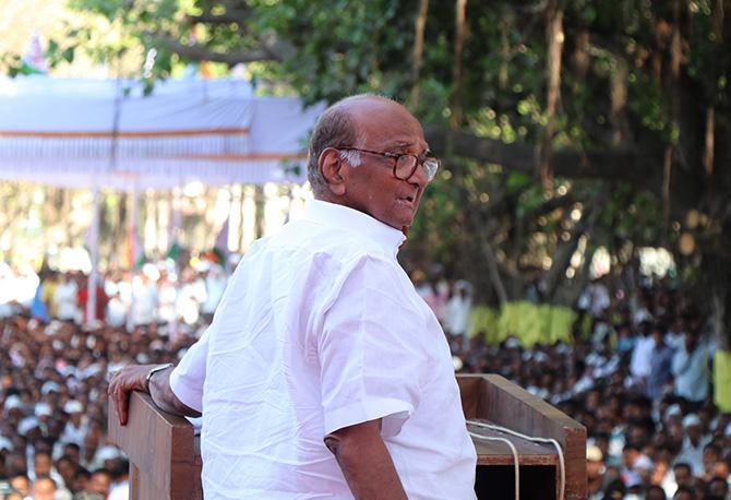 NCP president Sharad Pawar at a rally in Baramati, Maharashtra. Photograph: Rajesh Karkera/Rediff.com.