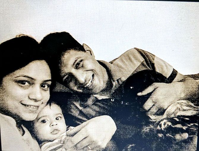 Major Akshay Girish's wife and daughter in Bangalore