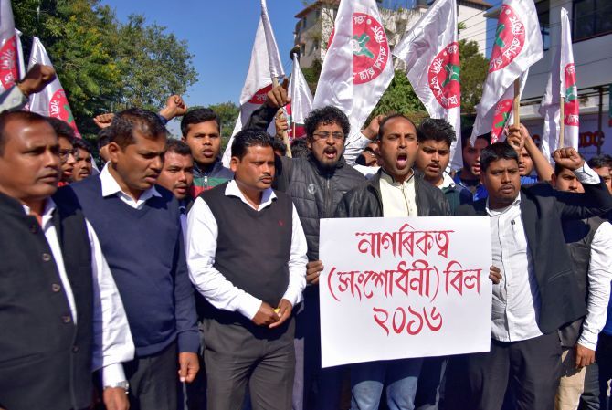 A protest against the Citizenship Bill in Assam.