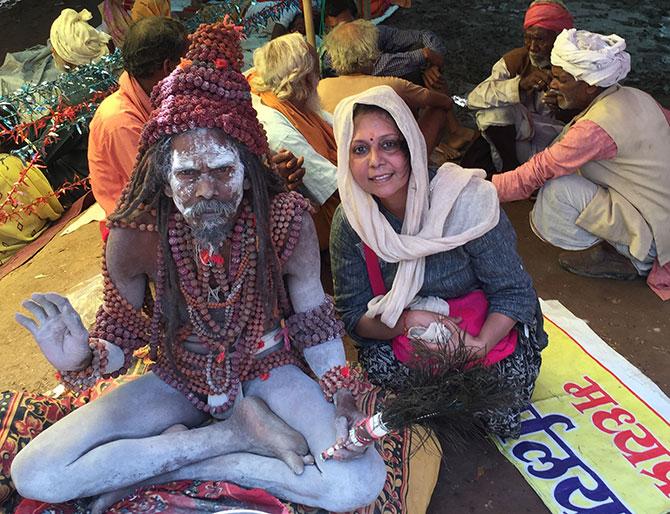 Radhika with a Naga sadhu