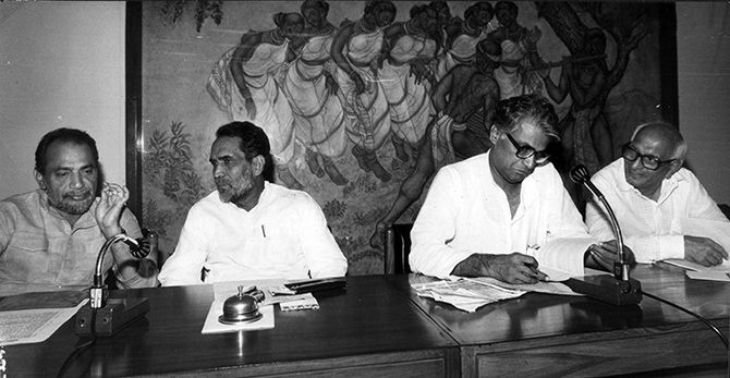 George Fernandes, second from right, with his Janata Party colleagues Ramakrishna Hegde, Chandra Shekhar and Madhu Dandavate