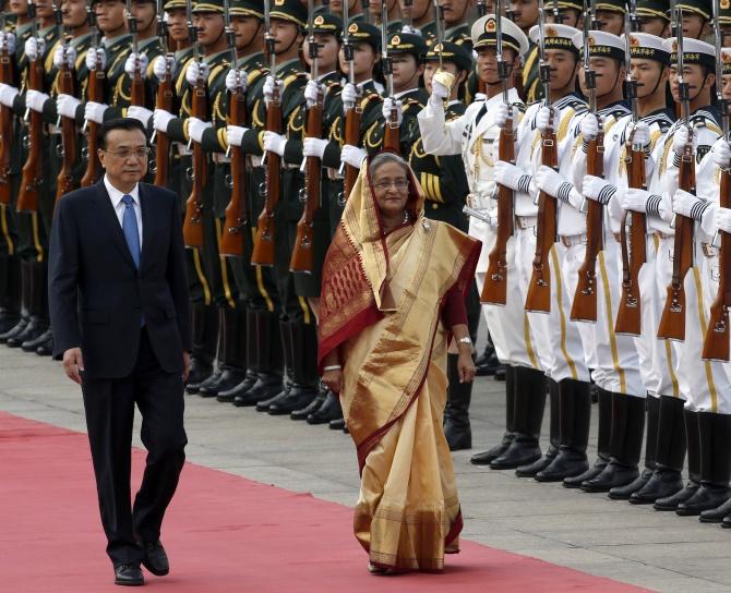 China's Premier Li Keqiang and Bangladesh's Prime Minister Sheikh Hasina