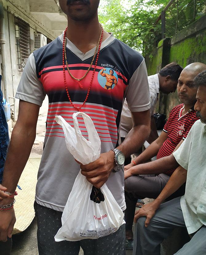 The 4-month-old baby in a polythene bag. Photograph: Rajesh Karkera/Rediff.com