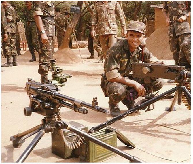 Captain Haneef-ud-din at the weapon's training practice at the Indian Military Academy