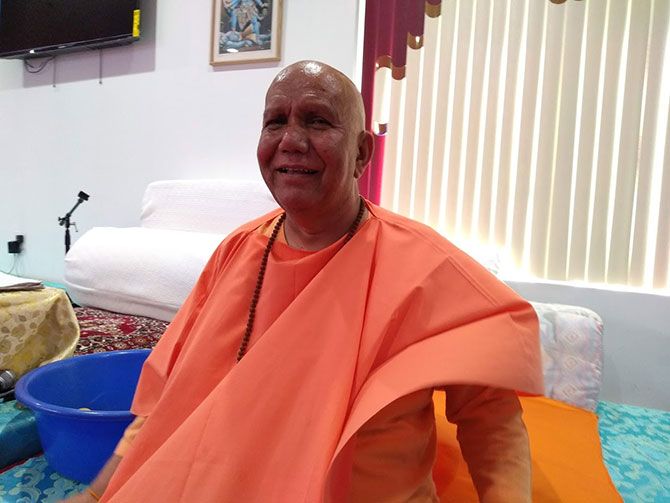 Swami Harish Chander Puri, who was assaulted in New York last week. Photograph: P Rajendran for Rediff.com