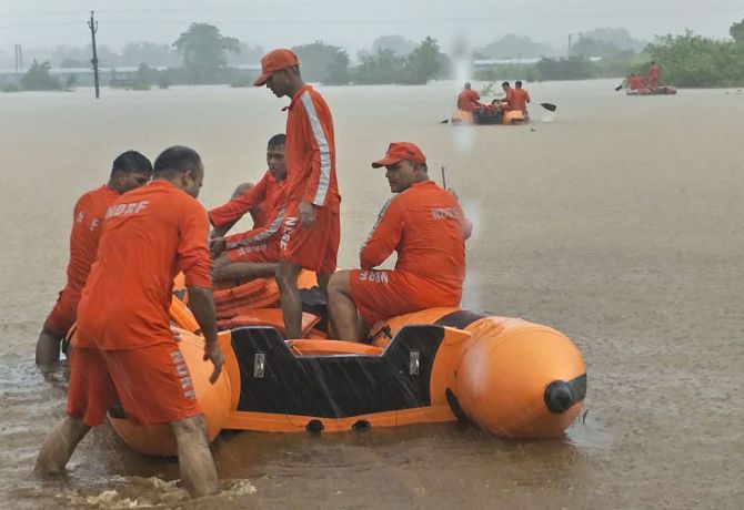 An NDRF team on a rescue op. File pic