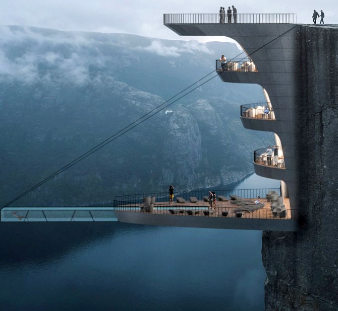 Architect designs hotel suspended over cliff in Norway Rediff