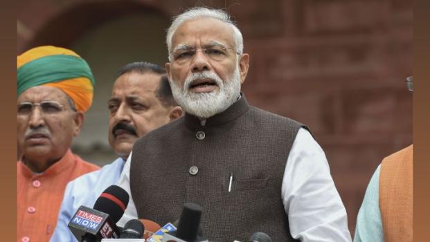 PM Modi outside Parliament. File pic