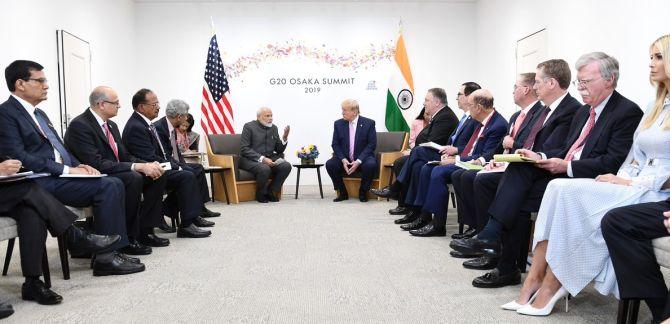 Prime Minister Narendra Damodardas Modi with United States President Donald John Trump in Osaka, Japan, June 28, 2019.  Photograph: Press Information Bureau