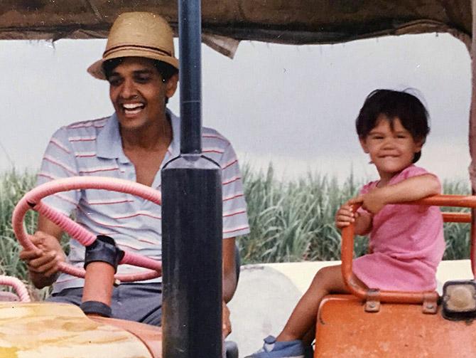 Nila with her dad Dr Ashok Vikhe Patil in Loni. Photograph: Kind courtesy Nila Vikhe Patil.