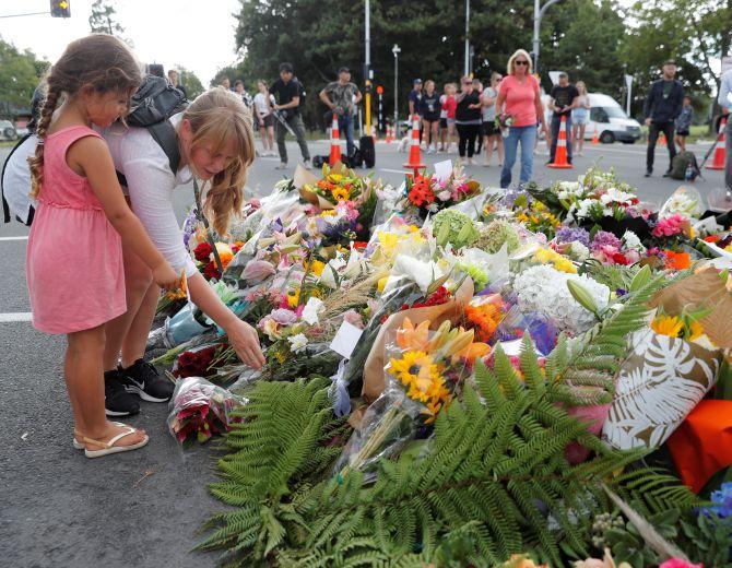 Tributes outside the Masjid Al Noor in Christchurch.