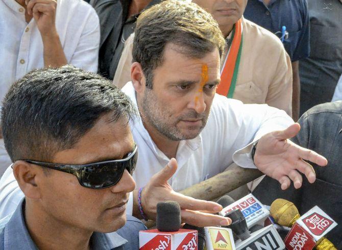  Congress national President Rahul Gandhi in Amethi, his parliamentary constituency, May 3, 2019. Photograph: PTI Photo