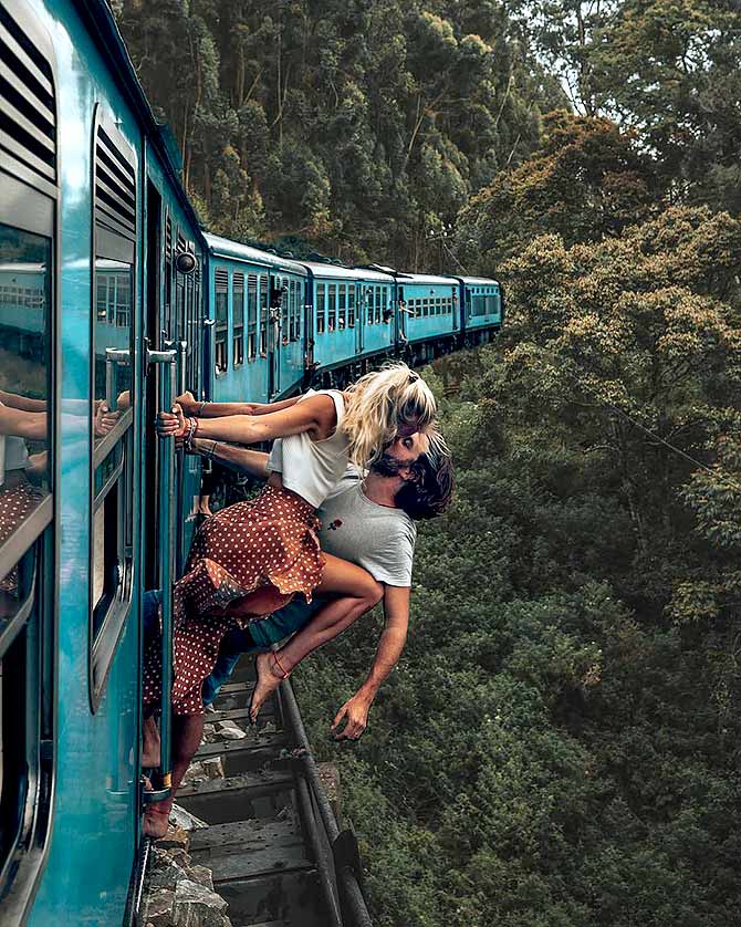 Don't try it! Couple slammed for photo from train - Rediff.com India News