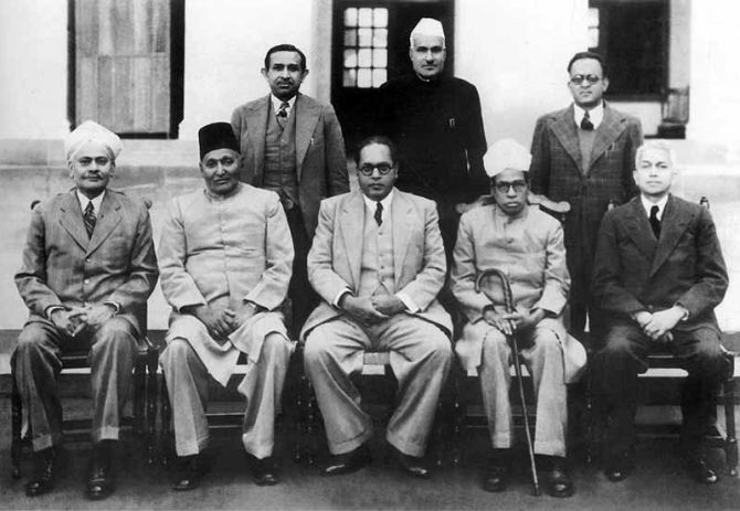 Dr B R Ambedkar, chairman, Drafting Committee of Constitution with other members