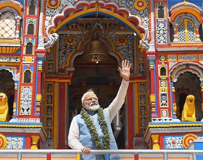 Prime Minister Narendra Damodardas Modi at Badrinath, May 19, 2019.