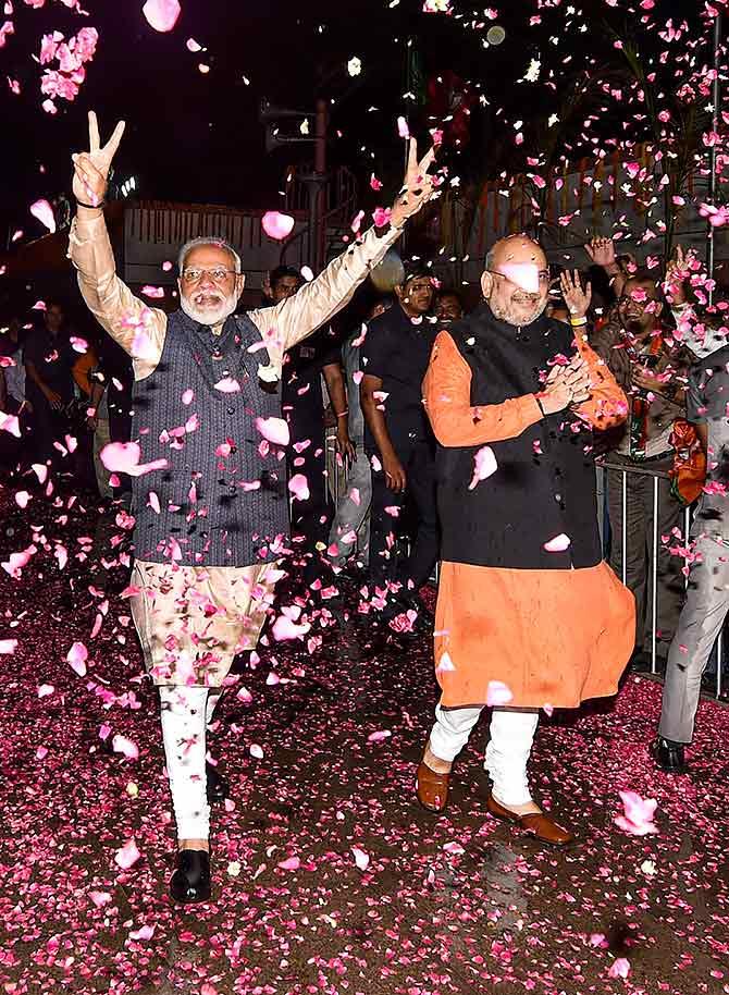 Prime Minister Narendra Damodardas Modi with Bharatiya Janata Party President Amit Anilchandra Shah, May 23, 2019.