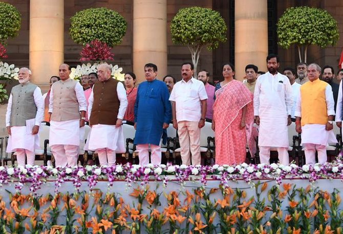 Prime Minister Narendra Damodardas Modi and some of his Cabinet ministers