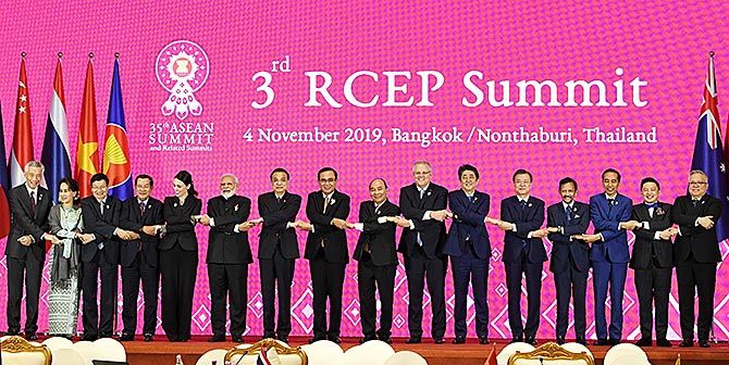 Prime Minister Narendra Damodardas Modi at the RCEP Summit in Bangkok, November 4, 2019. Photograph: Press Information Bureau