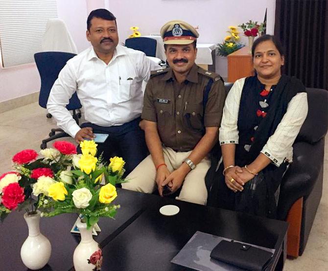 Ajeet Kumar, left, with colleagues Sujit Kumar Roy, centre, and Kiran Nidhi