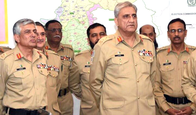 General Qamar Javed Bajwa, Pakistan's chief of army staff, with senior army officers. Photograph: Kind courtesy: ISPR