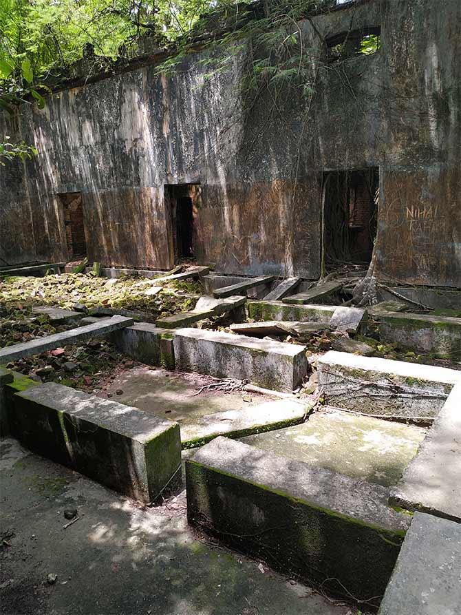 Ballroom that once had teak floors on Ross Island, Andaman islands. Photograph: Suresh Daniel.