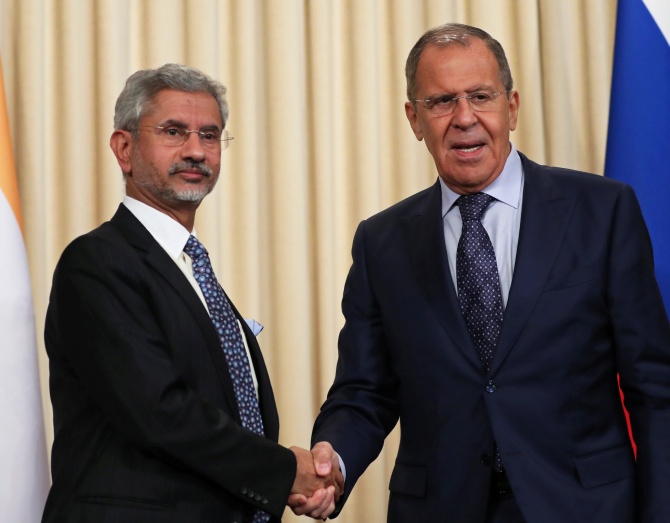 Russia's Foreign Minister Sergei Lavrov and his India's counterpart Subrahmanyam Jaishankar