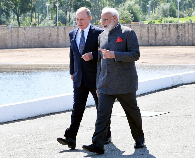 Prime Minister Narendra Modi and Russian President Vladimir Putin met in Vladivostok