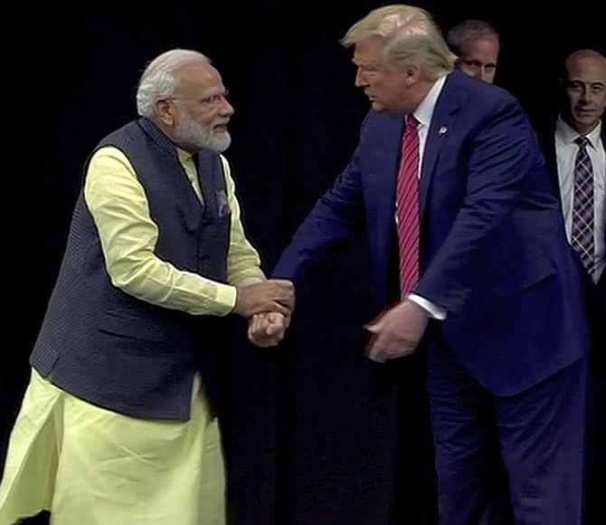 Prime Minister Narendra Damodardas Modi with United States President Donald John Trump at the Howdy Mody event in Houston, September 22, 2019. Photograph: ANI Photo