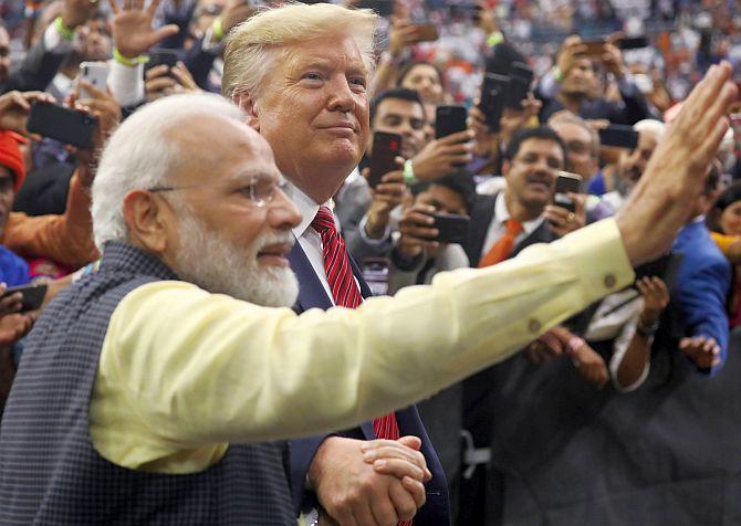 Prime Minister Narendra Damodardas Modi with United States President Donald John Trump at the Howdy Modi event in Houston, September 22, 2019. Photograph: Jonathan Ernst/Reuters